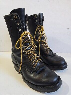 Whites Hathorn Black Leather Lace-Up Fire Fighting Boots Mens Size 8EE